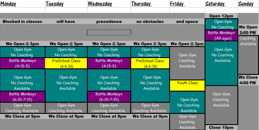 Open Gym Schedule