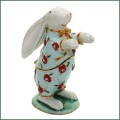 bejeweled enamal white rabbit in pajamas trinket box