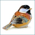 bejeweled chickadee bird trinket box