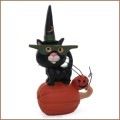 blossom bucket green mask cat figurine