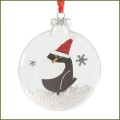 department 56 animalz over sized penguin glass disc ornament