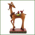blossom bucket reindeer with green saddle and cardinals figurine