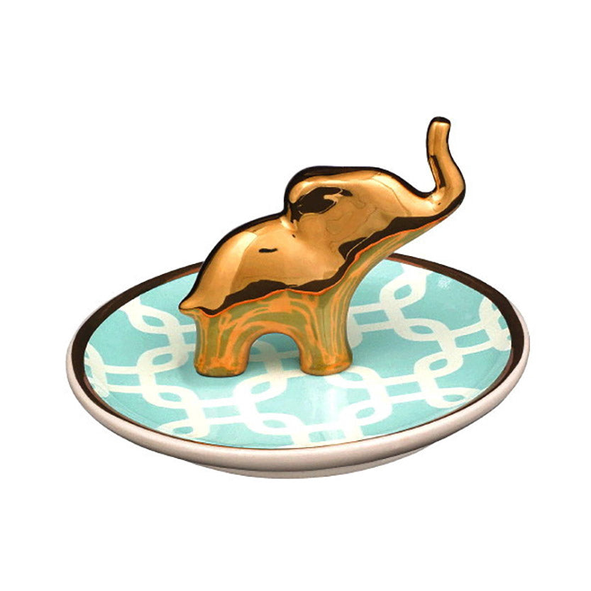ceramic golden elephant jewelry dish
